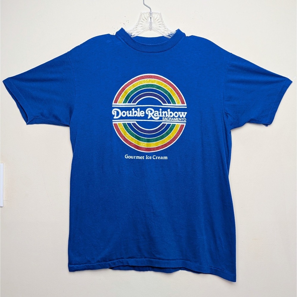 Vintage Double Rainbow Ice Cream Sacramento 80s Single Stitch Shirt Small
